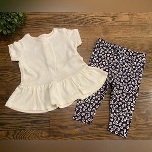 Ralph Lauren Baby Peplum Top & Leggings Set Sz 6mo